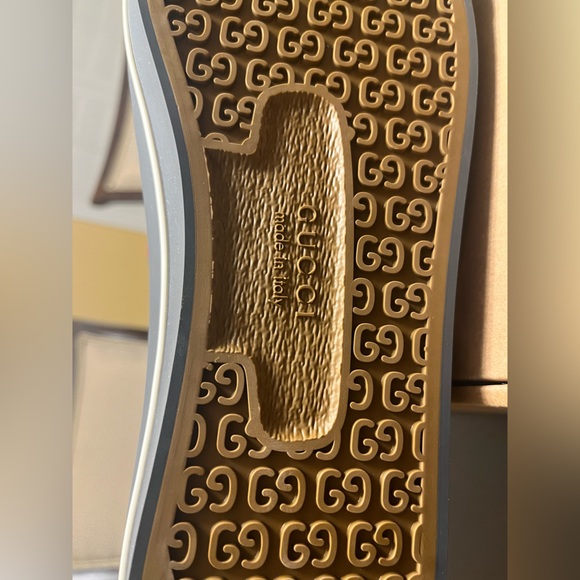 New Gucci Tennis 1977 GG Supreme Logo Gray High Sneaker Shoes UK 13 / US 13.5 - Picture 15 of 16